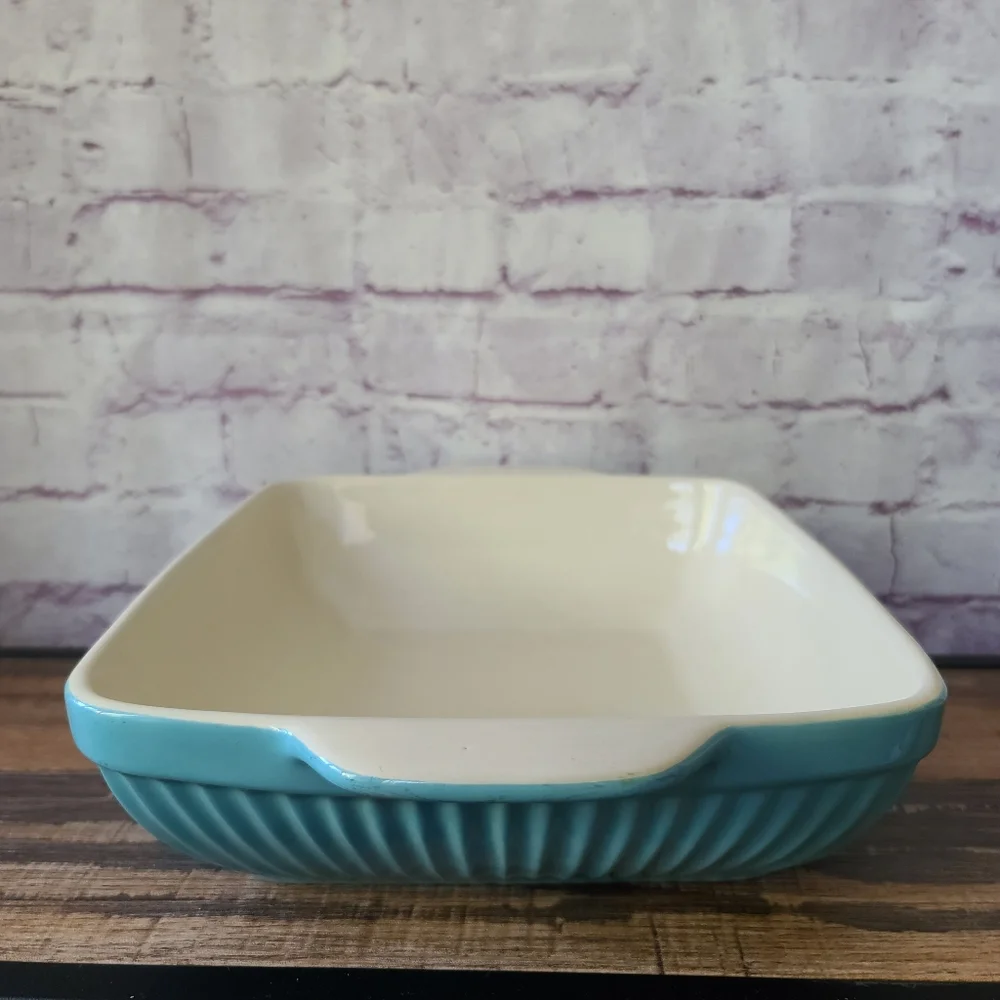 Ethos UK Design Aqua Cream Fluted Ceramic Rectangular Baking Serving Dish 10x12